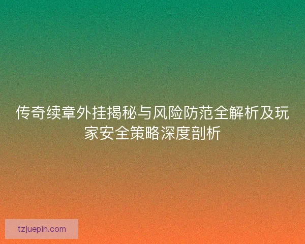 传奇续章外挂揭秘与风险防范全解析及玩家安全策略深度剖析